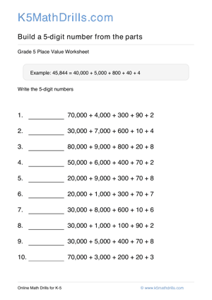 Grade 5 Place Value 5 Digit 15