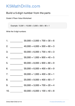 Grade 5 Place Value 5 Digit 23