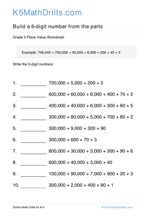 Grade 5 Place Value 6 Digit 11