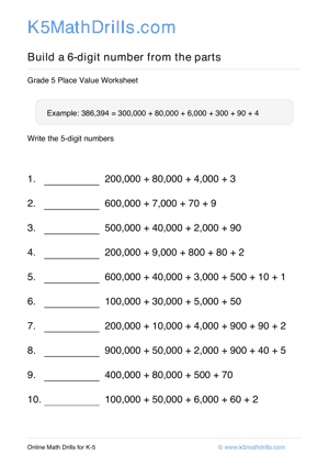 Grade 5 Place Value 6 Digit 13