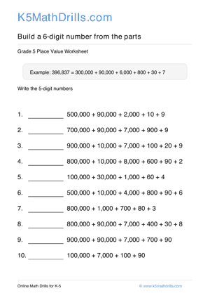 Grade 5 Place Value 6 Digit 16