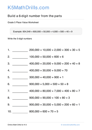 Grade 5 Place Value 6 Digit 18