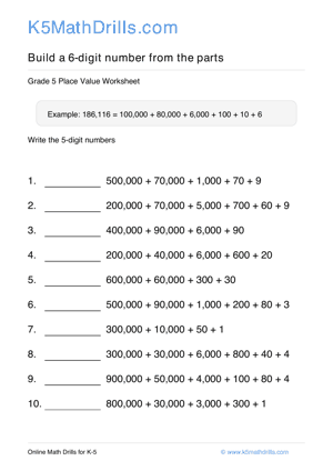 Grade 5 Place Value 6 Digit 19