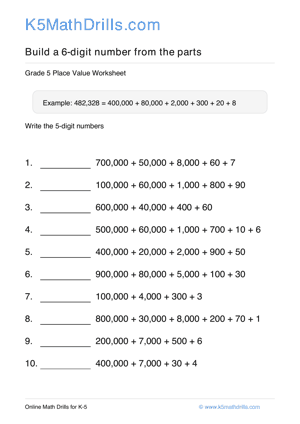 Grade 5 Place Value 6 Digit 21