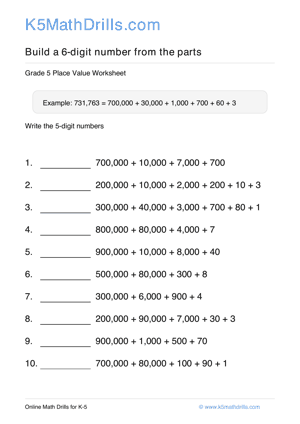 Grade 5 Place Value 6 Digit 24