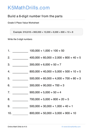 Grade 5 Place Value 6 Digit 26