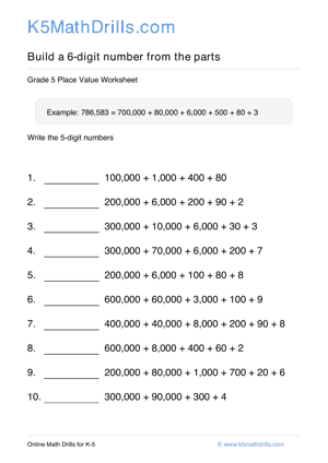 Grade 5 Place Value 6 Digit 3