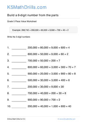 Grade 5 Place Value 6 Digit 30