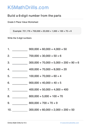 Grade 5 Place Value 6 Digit 31