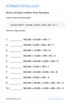 Grade 5 Place Value 6 Digit 33