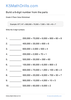 Grade 5 Place Value 6 Digit 36