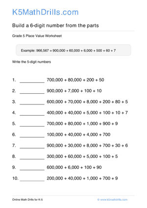 Grade 5 Place Value 6 Digit 37