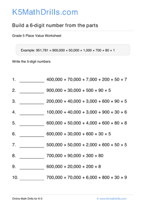 Grade 5 Place Value 6 Digit 4