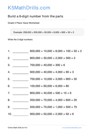 Grade 5 Place Value 6 Digit 41