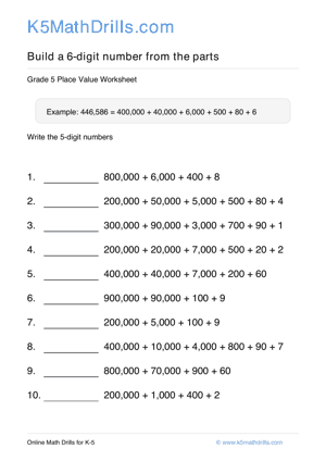 Grade 5 Place Value 6 Digit 42