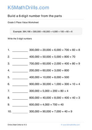 Grade 5 Place Value 6 Digit 43