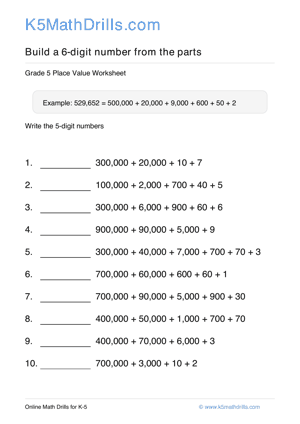 Grade 5 Place Value 6 Digit 44