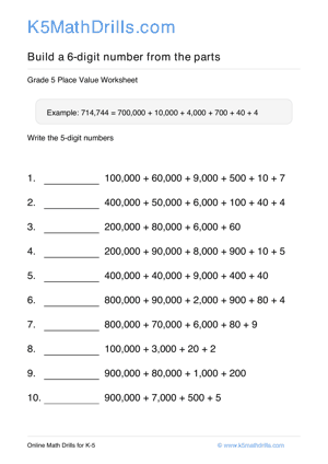 Grade 5 Place Value 6 Digit 46