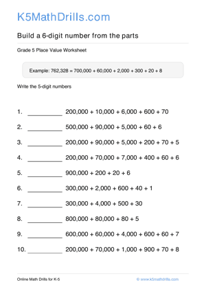 Grade 5 Place Value 6 Digit 48