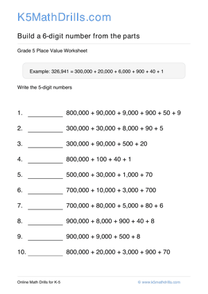 Grade 5 Place Value 6 Digit 66