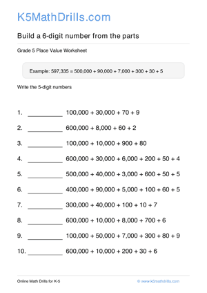 Grade 5 Place Value 6 Digit 7