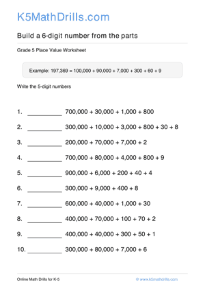 Grade 5 Place Value 6 Digit 80