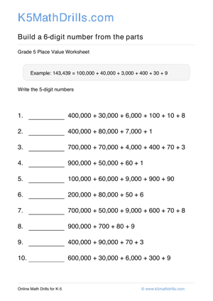 Grade 5 Place Value 6 Digit 81