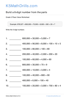 Grade 5 Place Value 6 Digit 82