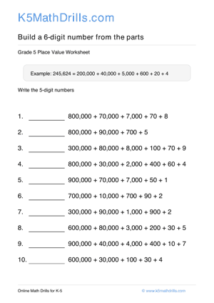 Grade 5 Place Value 6 Digit 97