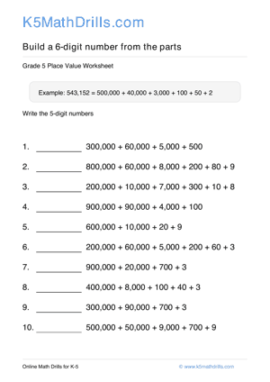 Grade 5 Place Value 6 Digit 99